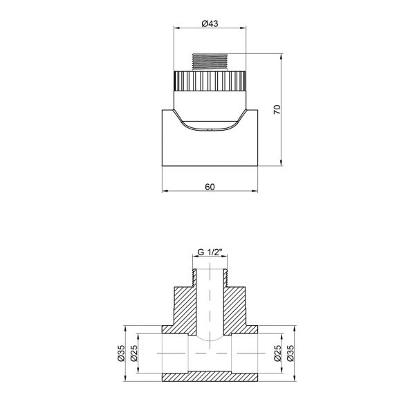 PPR Тройник НР 25х1/2″ Thermo Alliance